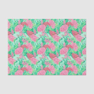 Preppy Palm Beach Tropical Flowers Pattern Tissue Paper