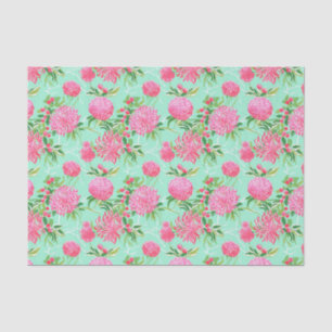 Preppy Palm Beach Tropical Flowers Pattern Tissue Paper