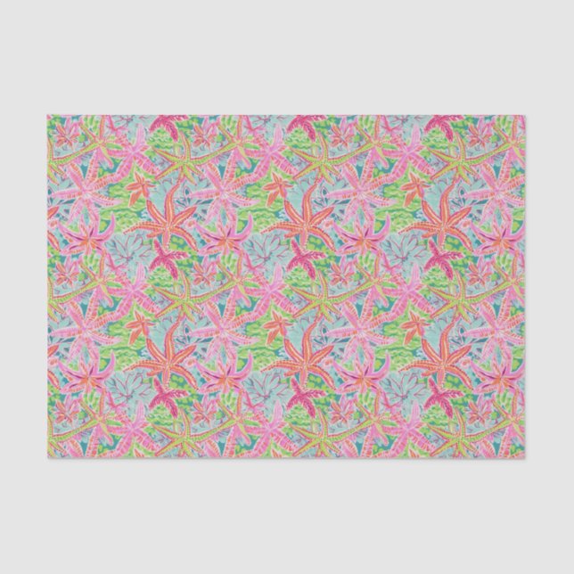 Preppy Palm Beach Tropical Starfish Pattern Tissue Paper (Front)