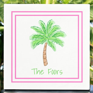 Preppy Palm Tree Personalised Border Napkin