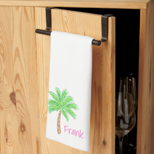 Preppy Palm Tree Personalised  Tea Towel