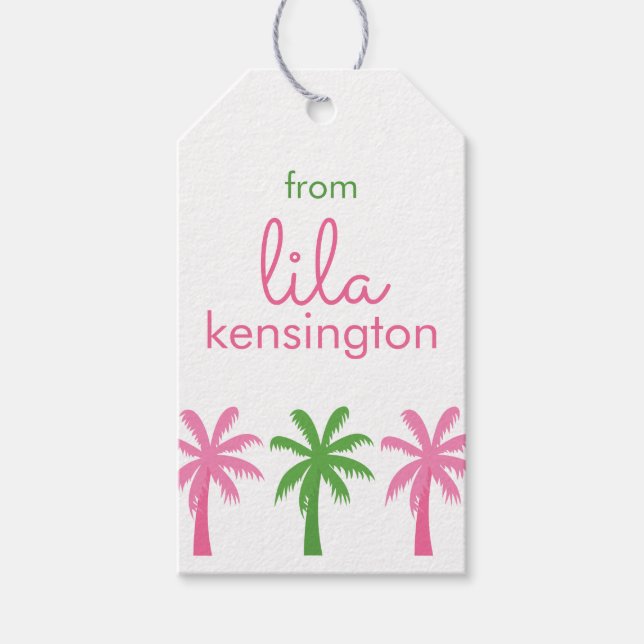 Preppy Palm Trees Personalised Gift Tags (Front)