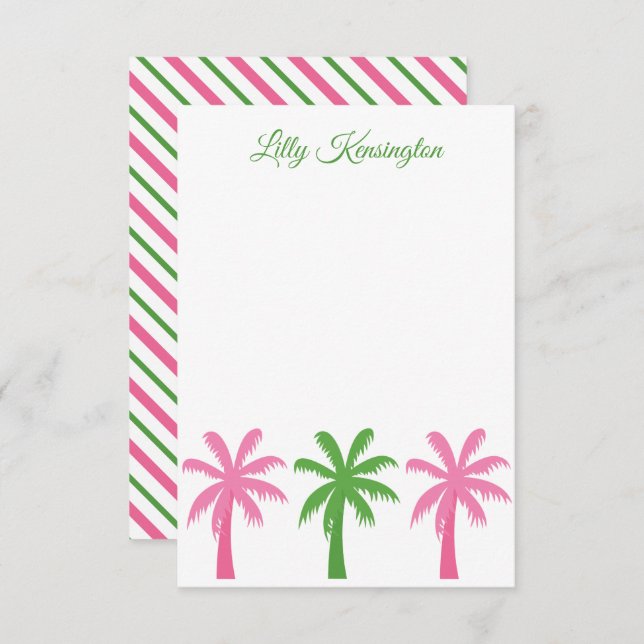 Preppy Palm Trees Personalised Note Cards (Front/Back)