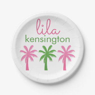 Preppy Palm Trees Personalised Party Plates