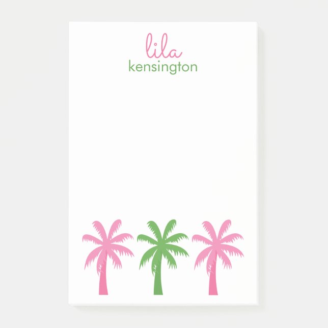 Preppy Palm Trees Personalised Post-it Notepad (Front)