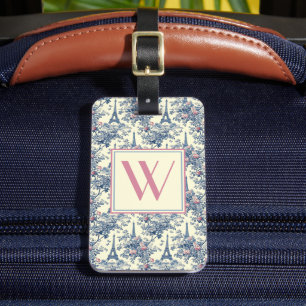 Preppy Parisian Toile Monogram Luggage Tag