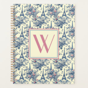 Preppy Parisian Toile Monogram Planner