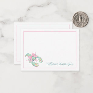 Preppy Pastel Watercolor Lobster Personalised Card