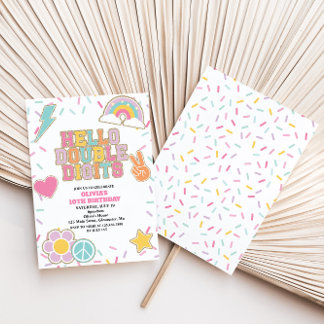 Preppy Patch Hello Double Digits 10th Birthday Invitation