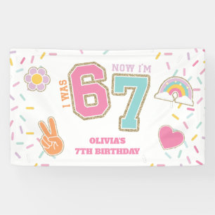Preppy Patch I was SIX now I'm SEVEN 7th Birthday Banner