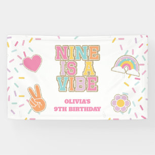 Preppy Patch Nine is a vibe 9th Birthday Banner