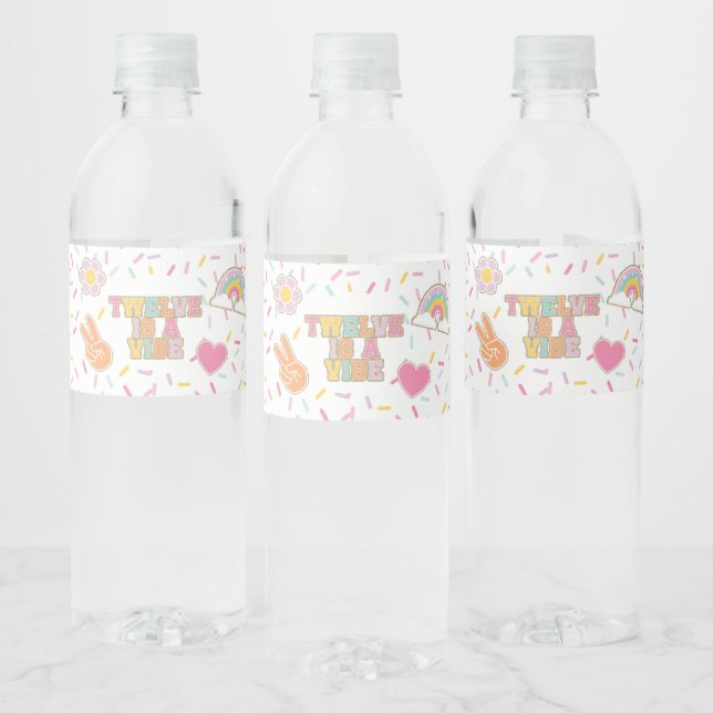 Preppy Patch Twelve is a Vibe 12th Birthday Water Bottle Label (Bottles)