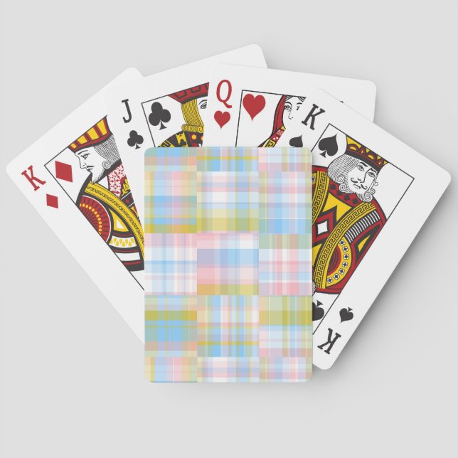 Preppy Patchwork Look Madras Pastel Playing Cards (Back)