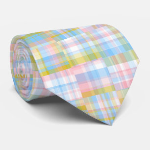Preppy Patchwork Look Madras Pastel Tie