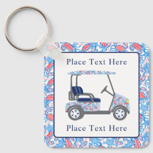 Preppy Patriotic Crabs Golf Cart Key Ring