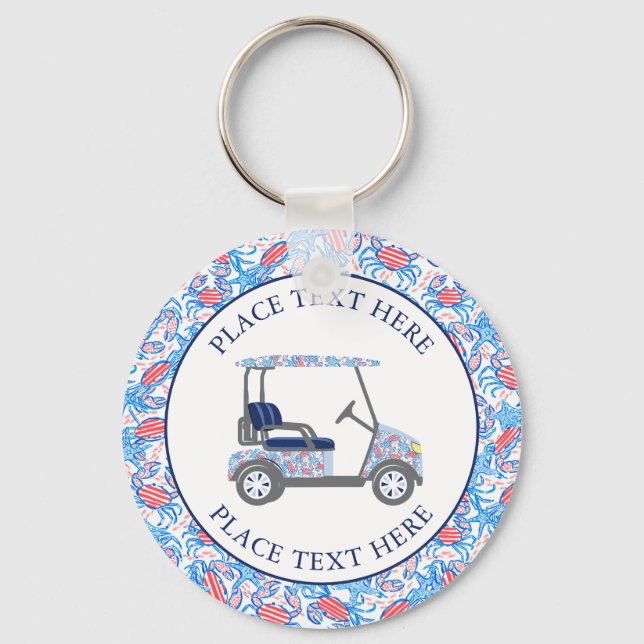 Preppy Patriotic Crabs Golf Cart Key Ring (Front)