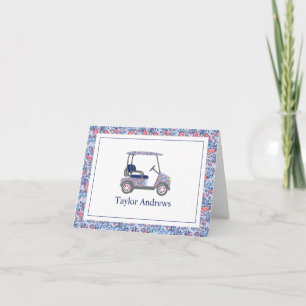 Preppy Patriotic Crabs Palm Beach Golf Cart Thank You Card