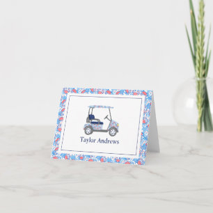 Preppy Patriotic Crabs Palm Beach Golf Cart Thank You Card