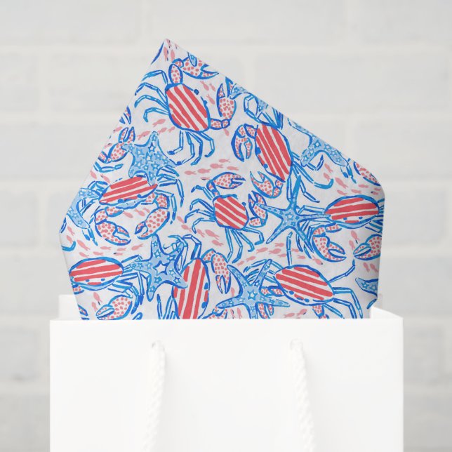 Preppy Patriotic Crabs Tissue Paper (Gift Bag)