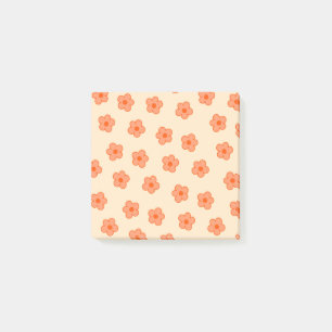 Preppy Peach Orange Hippie Flower Post-it Notes