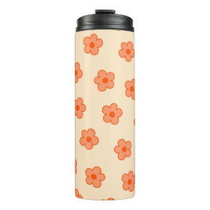 Preppy Peach Orange Hippie Flower Thermal Tumbler