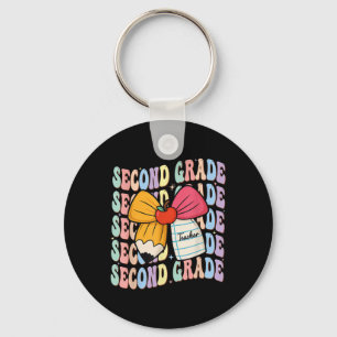 Preppy Pencil Coquette Bow Back To School 2nd Grad Key Ring