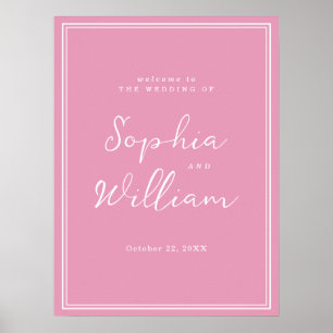 Preppy Peony Pink Chic Wedding Welcome Sign