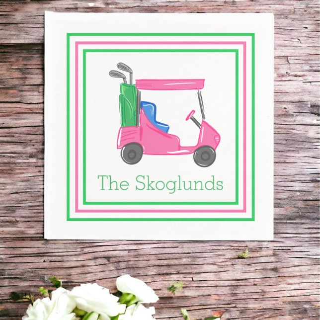 Preppy Personalised Pink Golf Cart Napkin (Creator Uploaded)