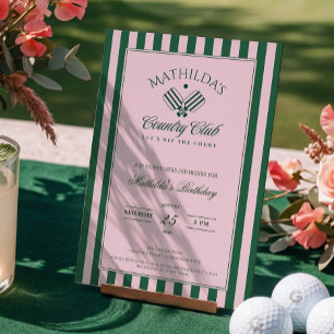 Preppy Pickleball Birthday Party Invitation