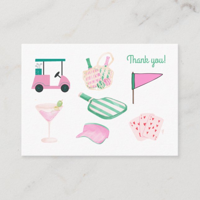 Preppy Pickleball Country Club Thank you Cards (Front)