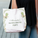 Preppy Pickleball Garden Bachelorette Party Tote Bag<br><div class="desc">Celebrate the bride-to-be with a chic pickleball-inspired bachelorette party design featuring soft green tones, elegant laurel details, and classic preppy charm. This fresh, modern layout blends sporty fun with elevated garden style, making it perfect for a stylish weekend getaway or destination celebration. Ideal for pickleball lovers who want something playful...</div>
