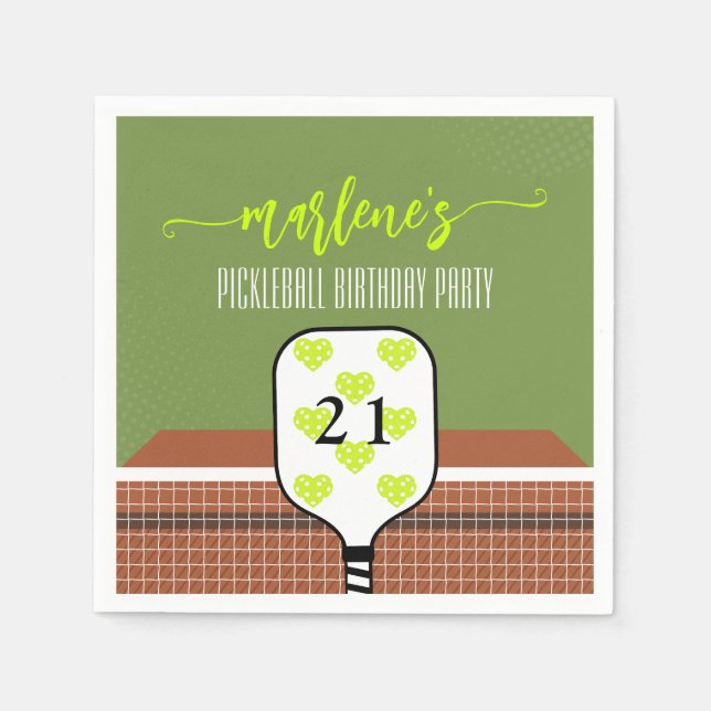 Preppy Pickleball Paddle Photo Dink Birthday Party Napkin (Front)