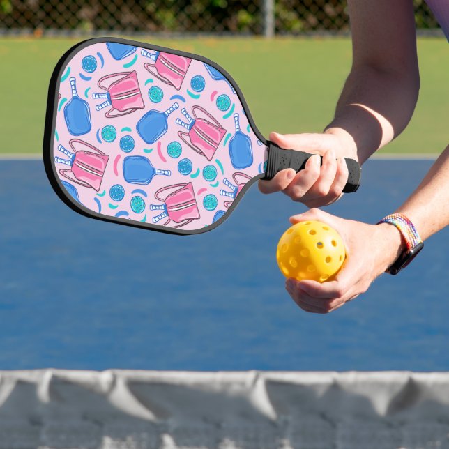 Preppy Pickleball Paddles and Balls Pink  (Insitu)