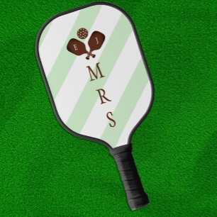 Preppy Pickleball Stripes Bride Mrs. Wedding Paddle