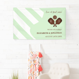 Preppy Pickleball Stripes Wedding Banner
