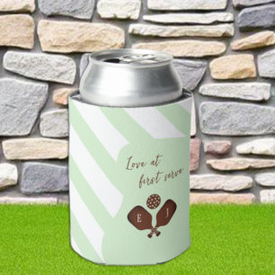 Preppy Pickleball Stripes Wedding Can Cooler