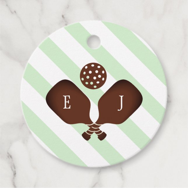 Preppy Pickleball Stripes Wedding Favour Tags (Front)