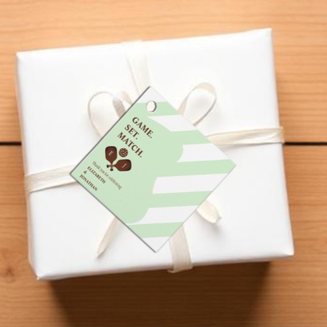 Preppy Pickleball Stripes Wedding Favour Tags (Creator Uploaded)