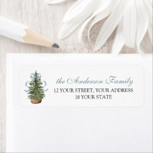 Preppy Pine Tree Christmas Return Address Label