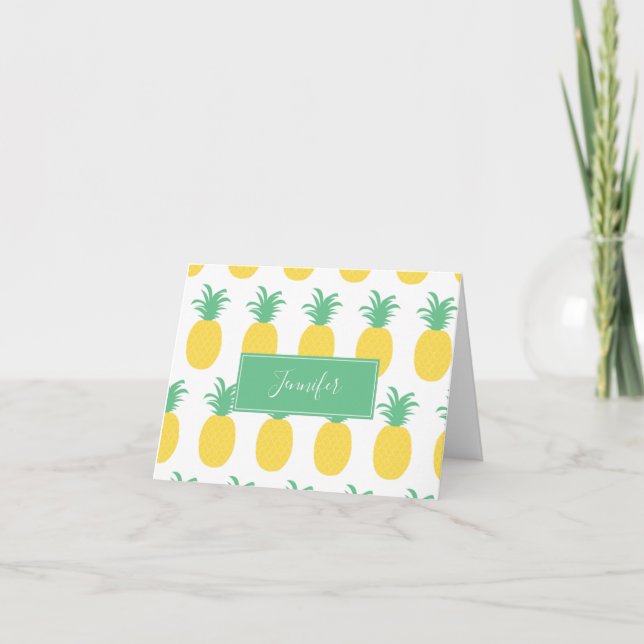 Preppy Pineapple Personalised Stationery Thank You Card (Front)