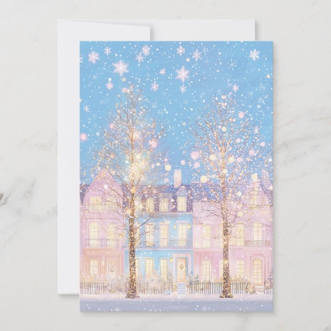 Preppy Pink and Blue Christmas Card (Front)