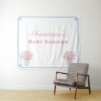 Preppy Pink And Blue Online Baby Shower Backdrop