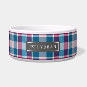Preppy Pink and Blue Plaid Monogram