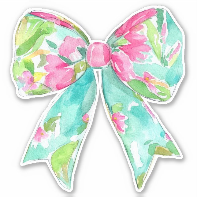 Preppy Pink and Green Bow (Front)