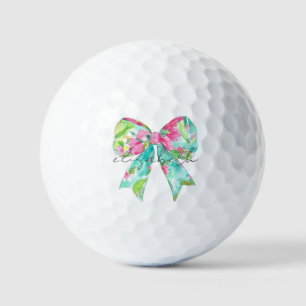 Preppy Pink and Green Bow Personalised Golf Balls