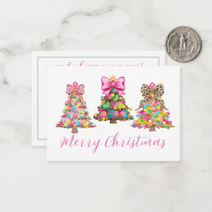 Preppy Pink and Green Christmas Trees Card