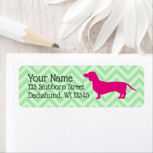 Preppy Pink and Green Dachshund Address Lables Lab