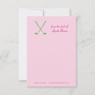Preppy Pink and Green Golf Stationery Note Card