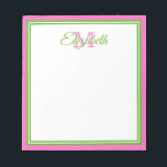 Preppy Pink and Green Monogram Notepad<br><div class="desc">Personalise this preppy pink and green monogram notepad with your choice of name and initial.</div>