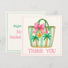 Preppy Pink and Green Palm Beach Tote Bag